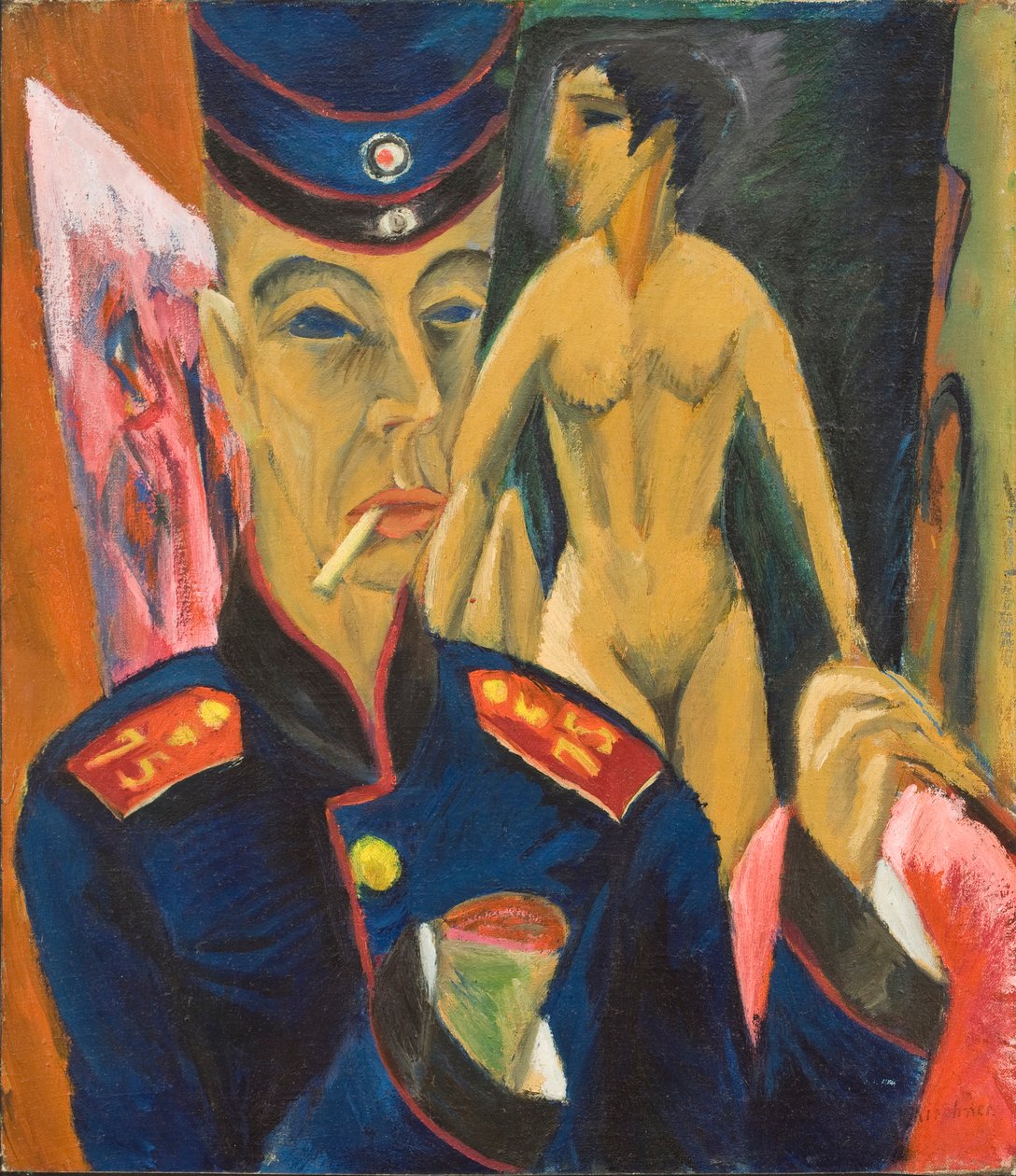 Selvportræt af en soldat, 1915 af Ernst Ludwig Kirchner
