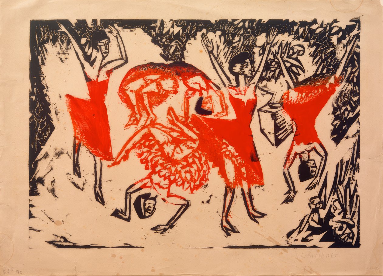 Væltede akrobatiske dansere af Ernst Ludwig Kirchner