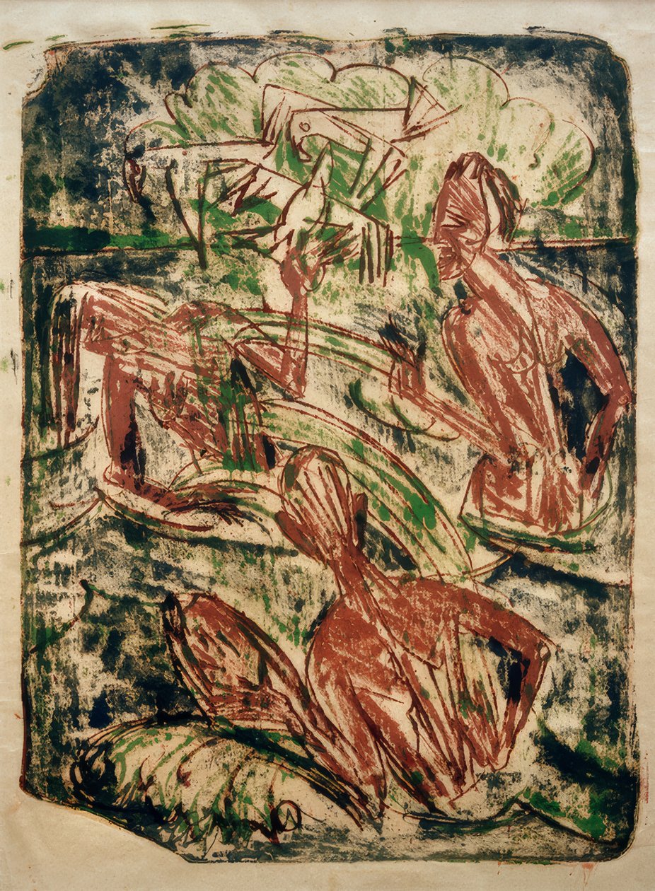 Spritzende Badende af Ernst Ludwig Kirchner