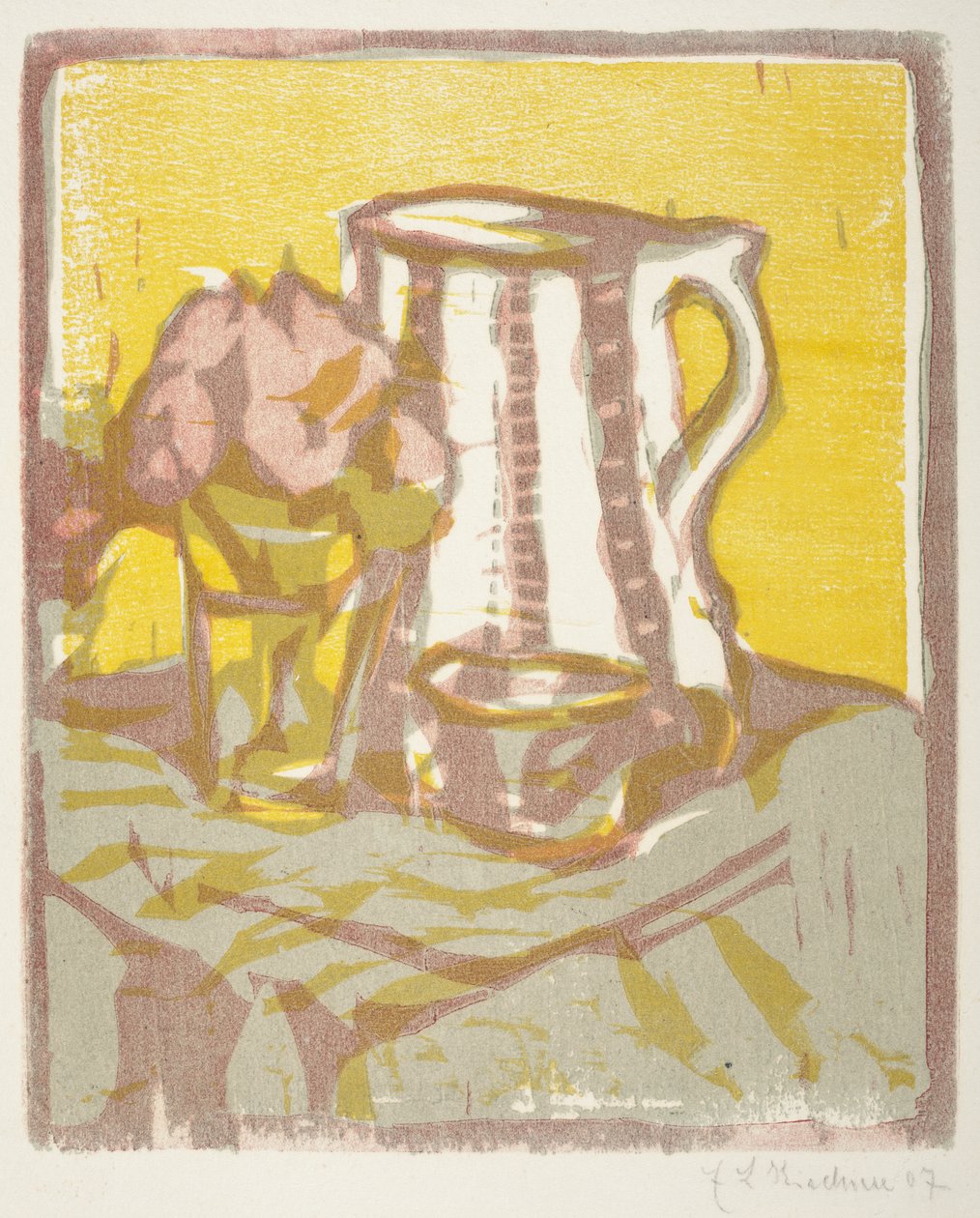 Stilleben med kande og blomster, 1907 af Ernst Ludwig Kirchner