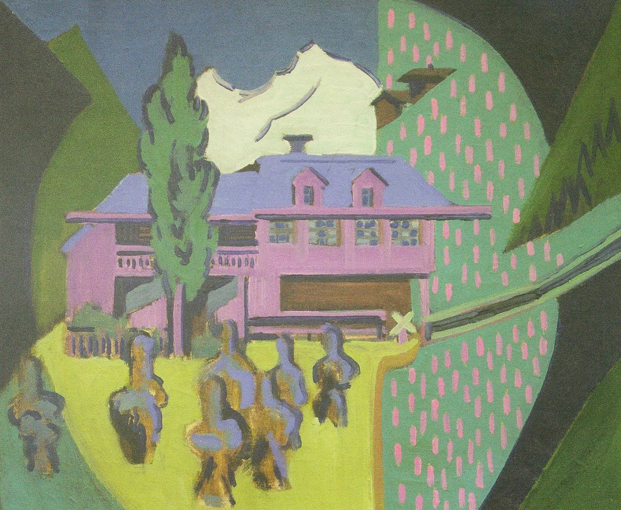 Lilla hus foran Schneeberg af Ernst Ludwig Kirchner