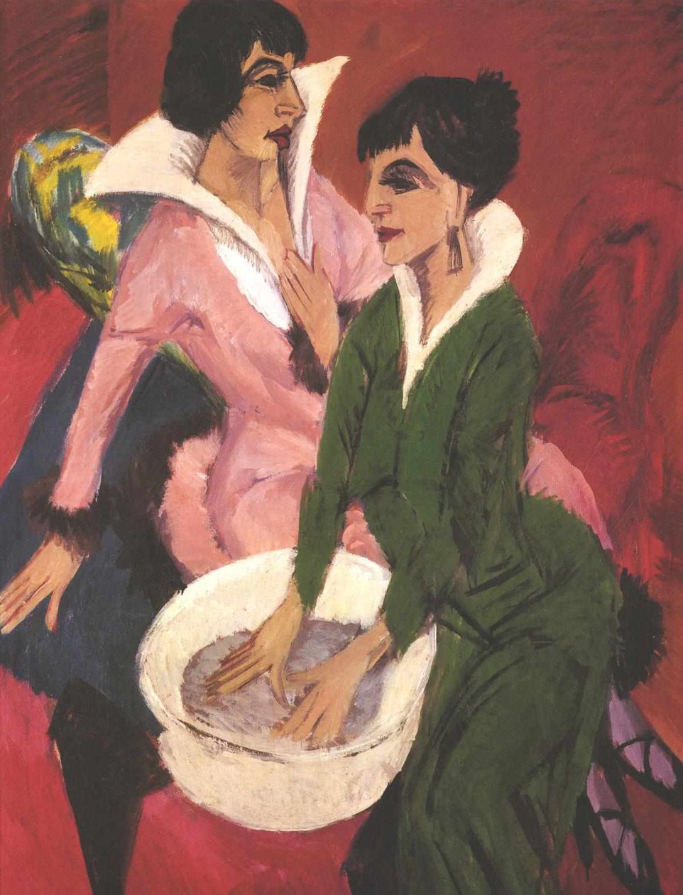To kvinder med håndvask af Ernst Ludwig Kirchner
