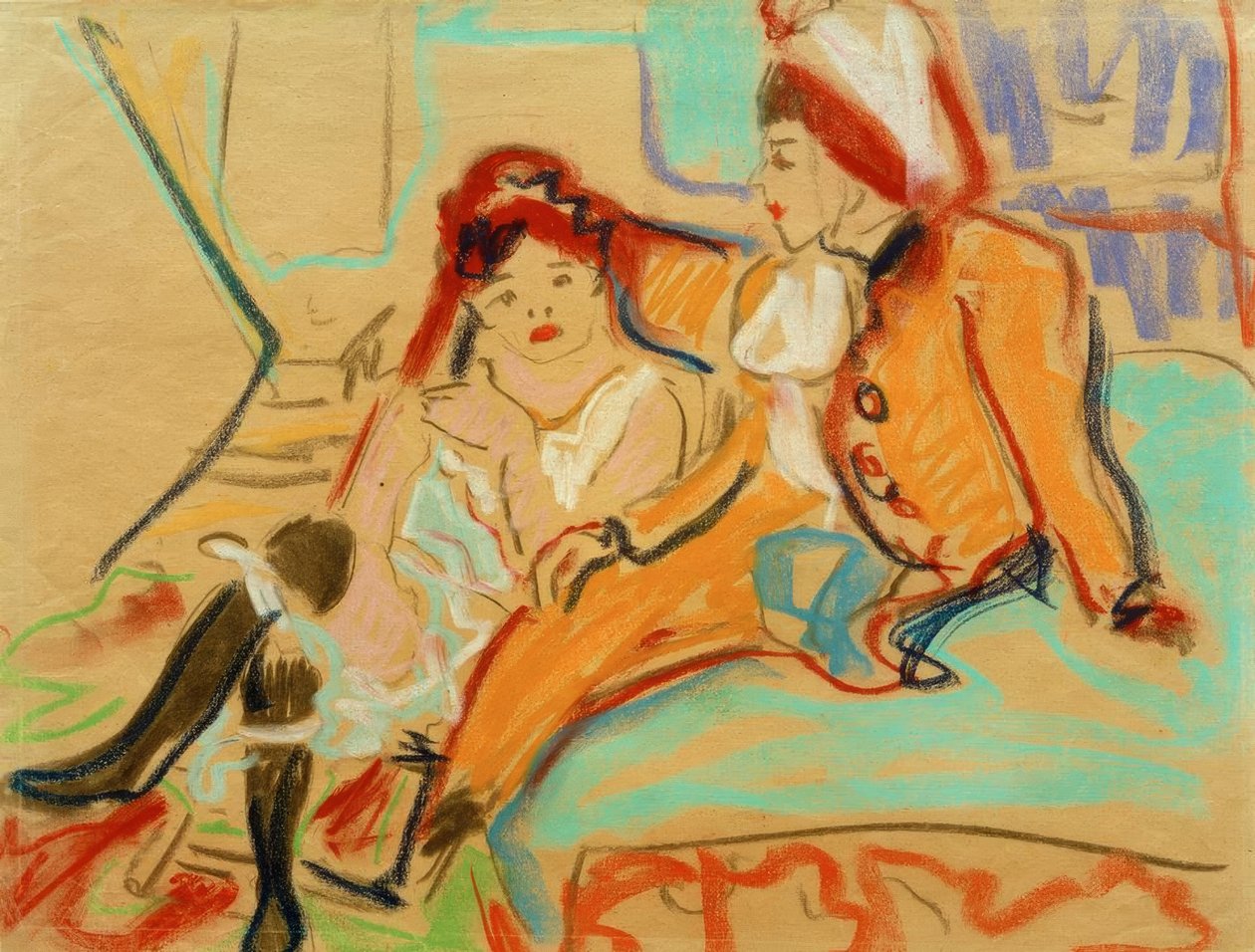 To piger på en divan af Ernst Ludwig Kirchner