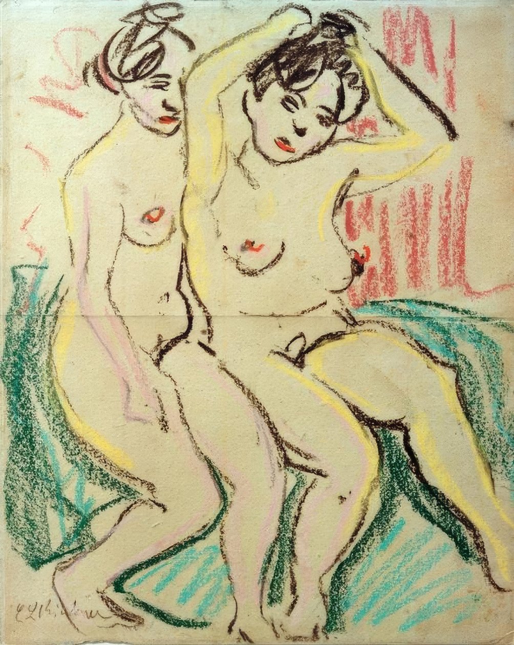 To siddende nøgenbilleder af Ernst Ludwig Kirchner