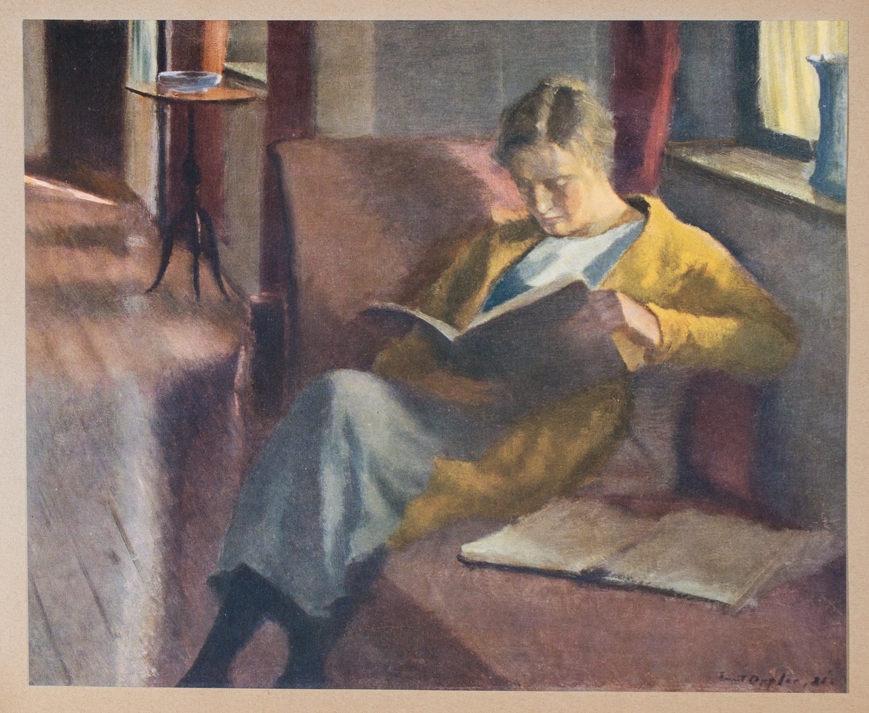 Læse pige af Ernst Oppler