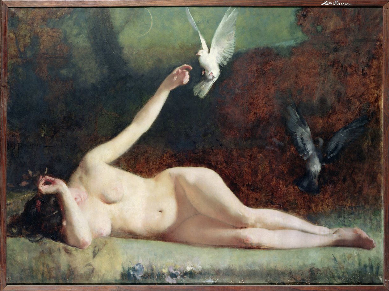 Kvinde med duer, ca. 1883 af Ernst Philippe Zacharie