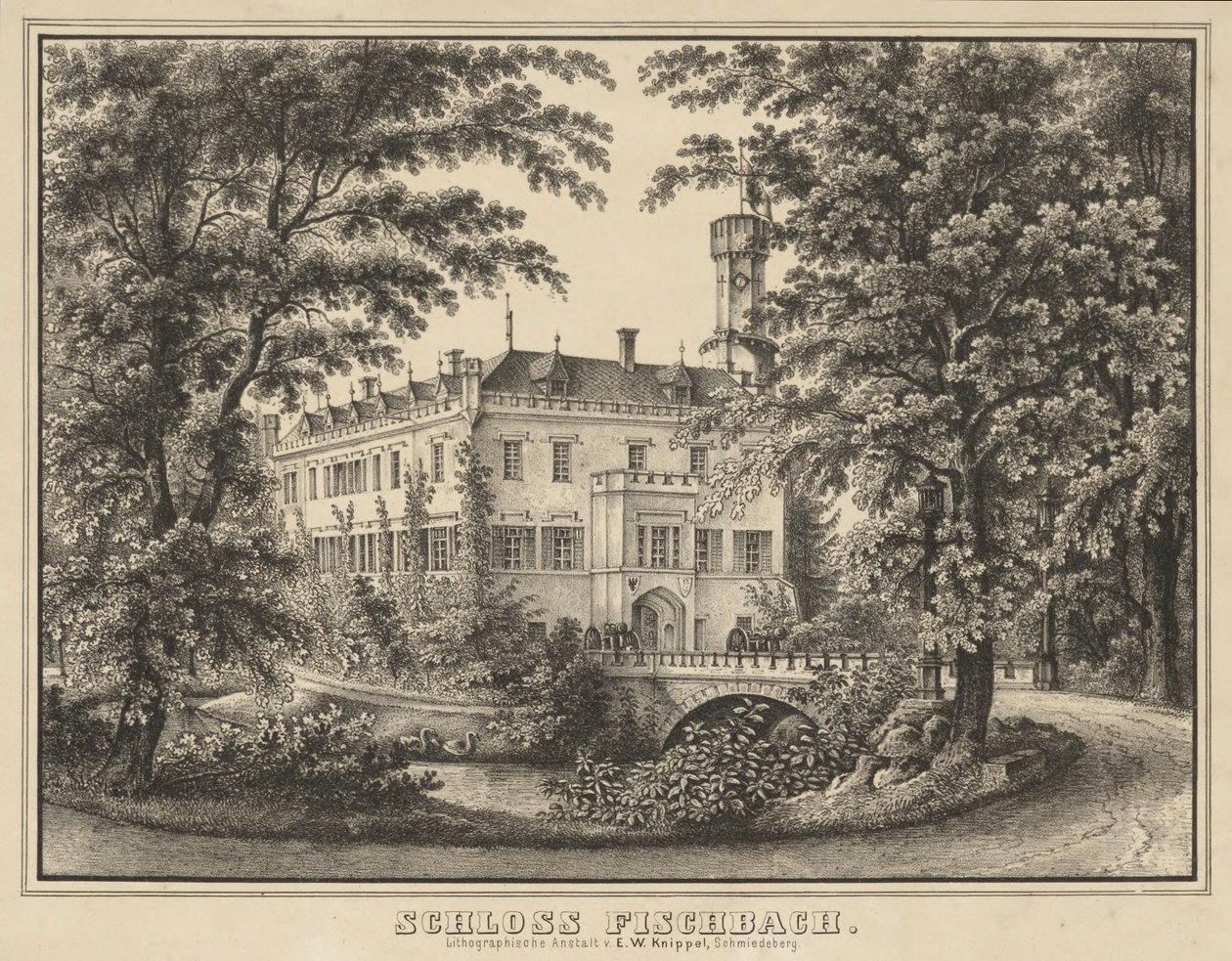 Fischbach Slot, 183 x 250 mm af Ernst Wilhelm Knippel