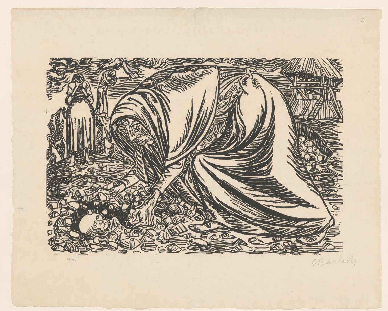 Dødt barn begraves af Ernst Barlach (signed by artist)