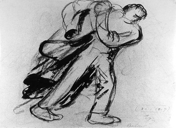 Mand tager sin frakke på af Ernst Barlach