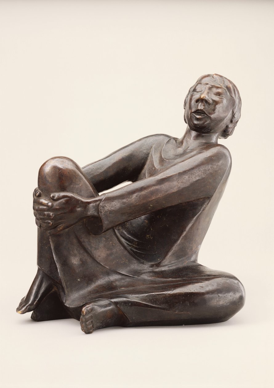 Den syngende mand; Der Singende Mann, undfanget i 1928 og støbt i 1930 (bronze med mørkebrun patina) af Ernst Barlach