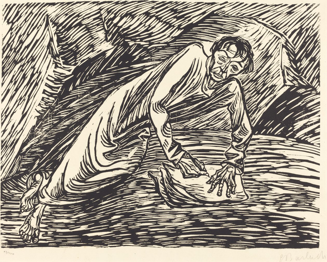 Den skrivende profet Saint John på Patmos, 1919. af Ernst Barlach