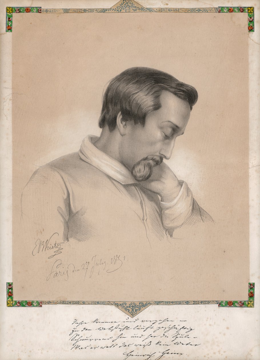 Julius Ernst Benedikt Kietz, portræt af Heinrich Heine af Ernst Benedikt Kietz