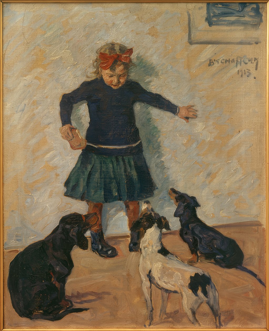 Pige med hunde af Ernst Bischoff Culm