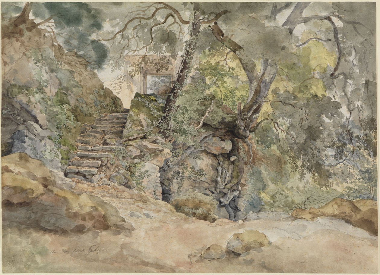 Fra parken ved Villa Chigi i Ariccia af Ernst Fries