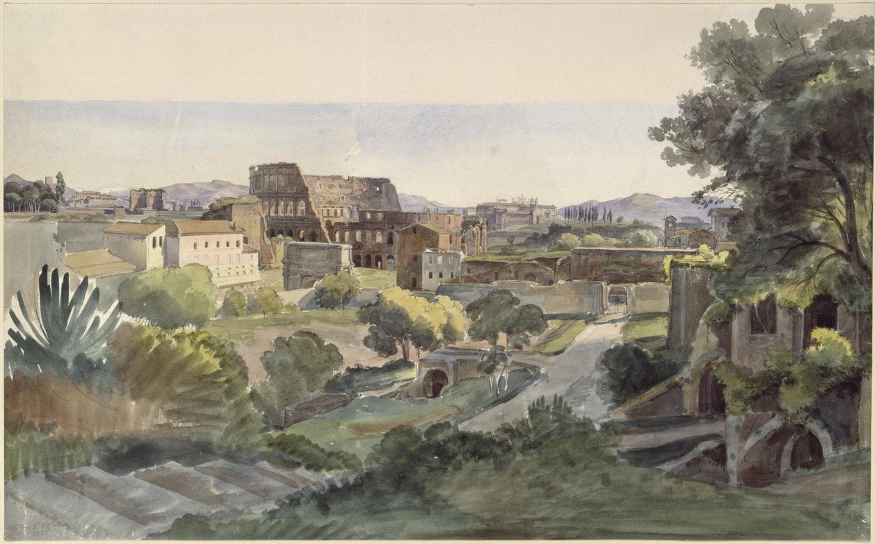 Udsigt over Forum Romanum med Colosseum mod Lateran af Ernst Fries
