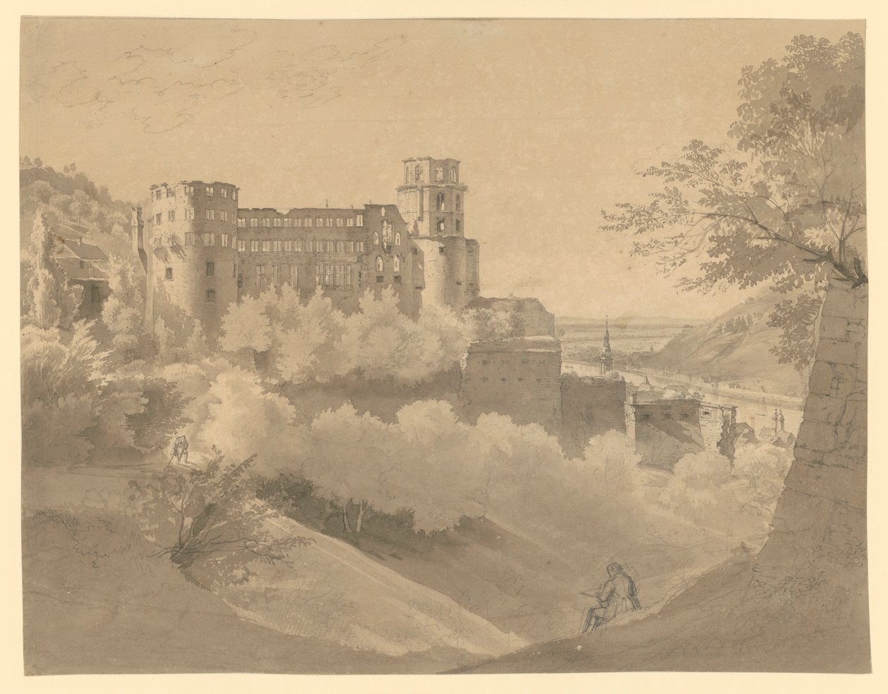 Heidelberg. Udsigt over slottet af Ernst Fries