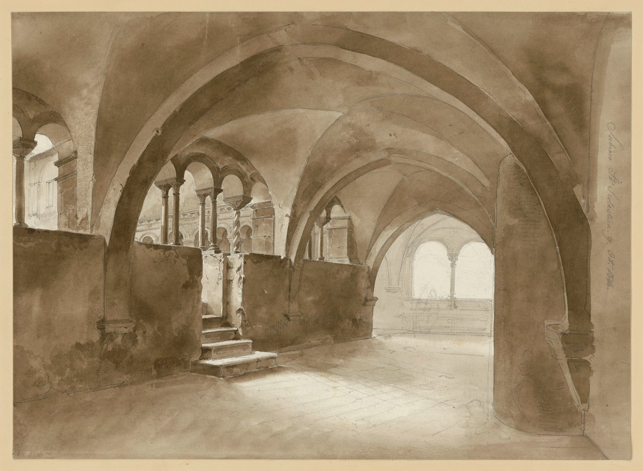 Romansk klostergang i Santa Scholastica i Subiaco af Ernst Fries