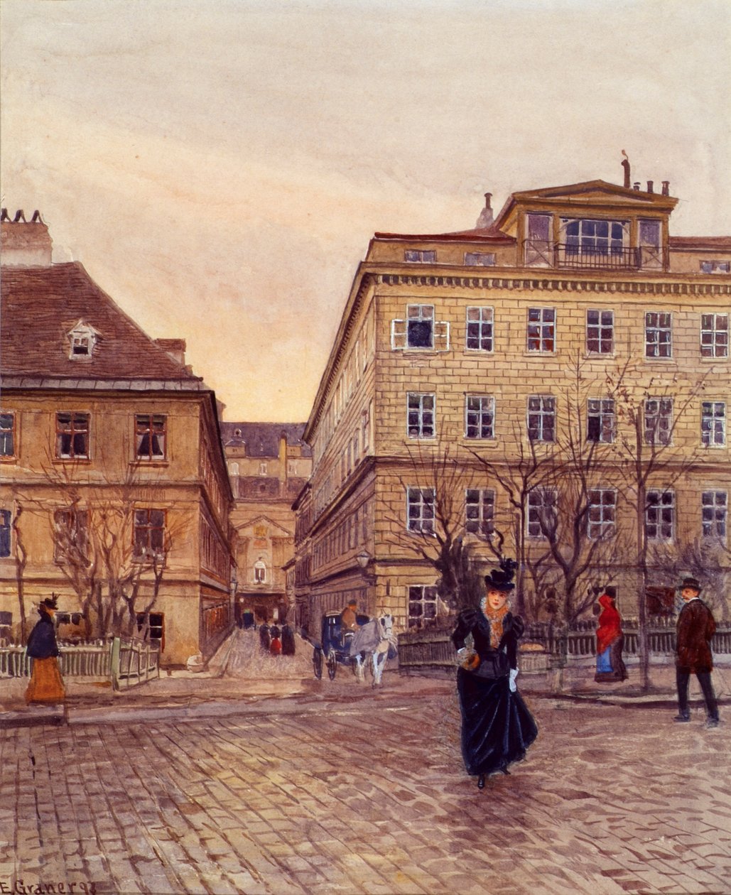Getreidemarkt og Papagenogasse i Wien af Ernst Graner