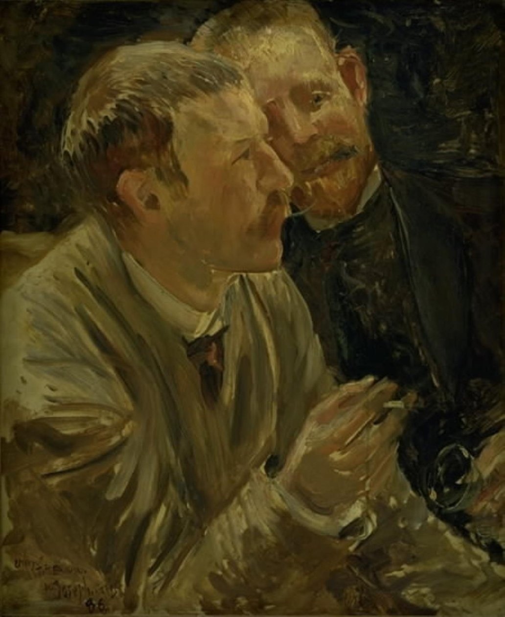Portræt af malerne Bruno Liljefors og Alf Wallander af Ernst Josephson