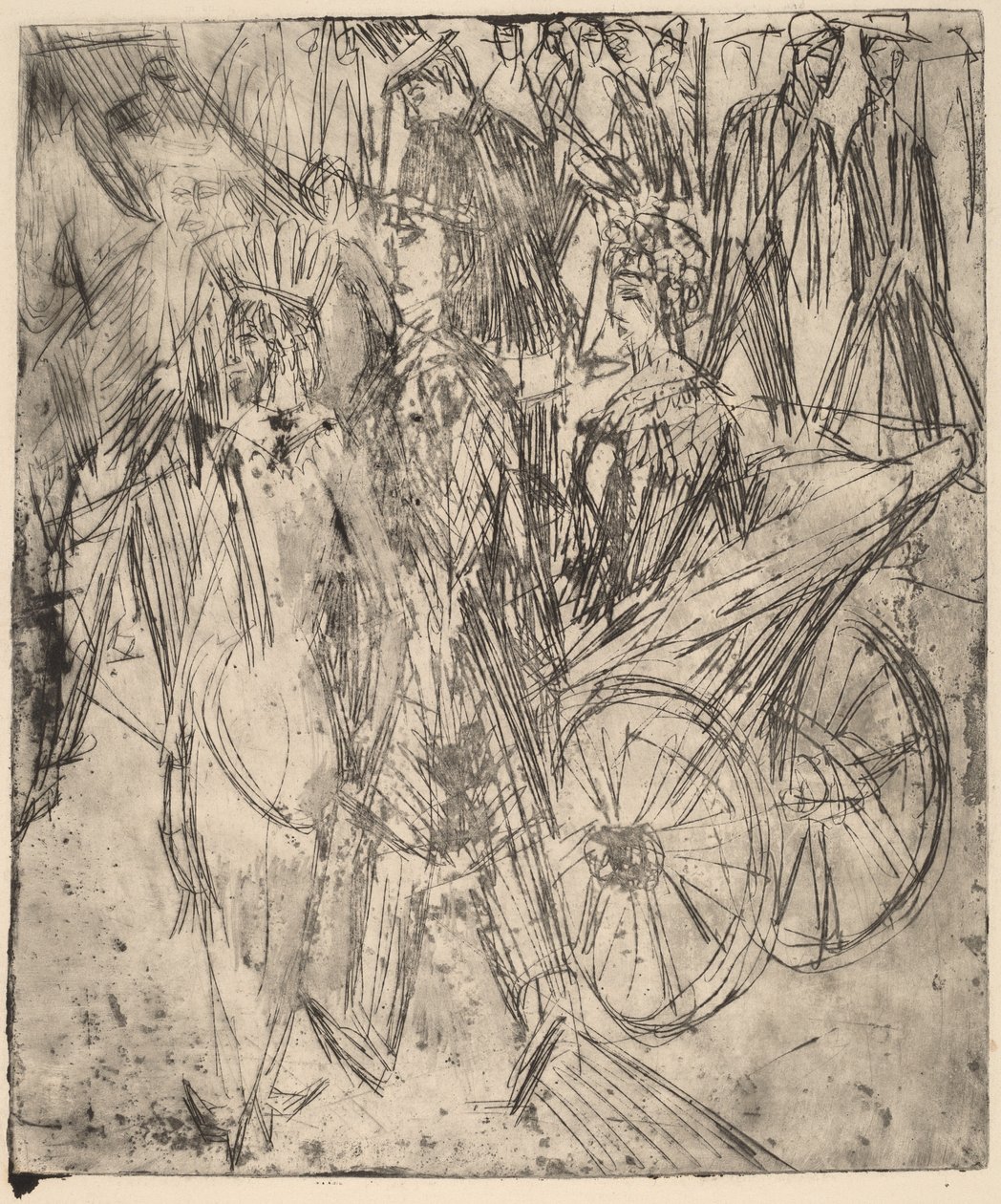 Par foran en vogn, 1914. af Ernst Ludwig Kirchner