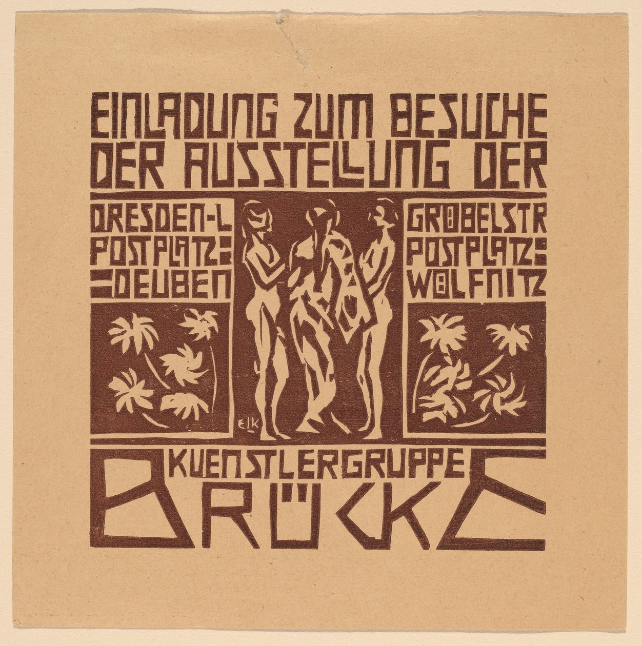Invitation...Udstilling af kunstnergruppen Brücke Invitation to an Exhibition of the..., 1906. af Ernst Ludwig Kirchner