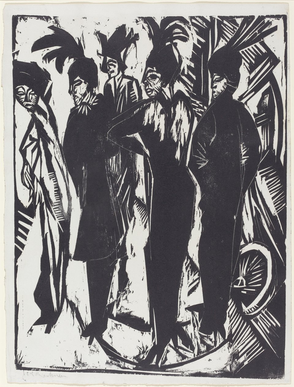 Fem kvinder på gaden, 1914. af Ernst Ludwig Kirchner