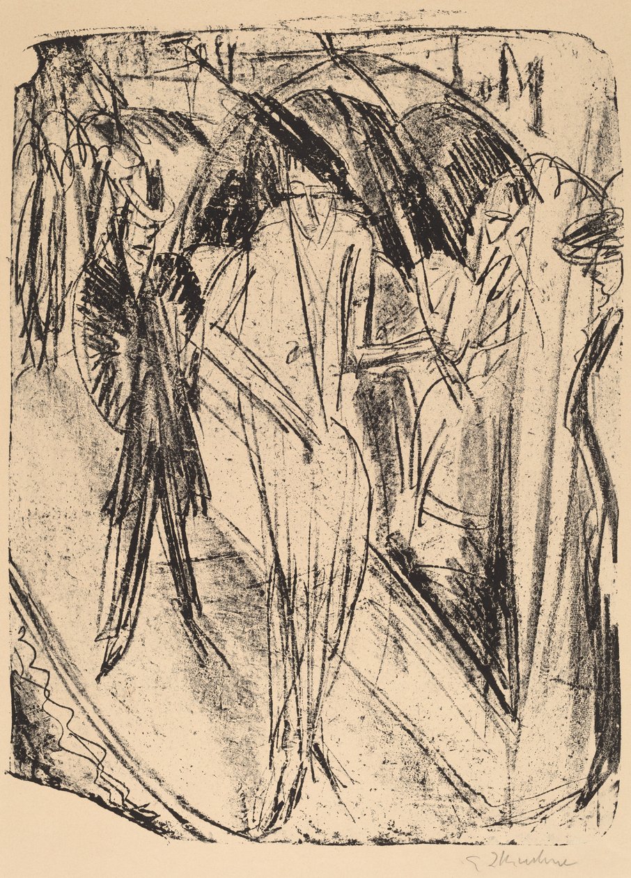 Lady in the Rain, 1914. af Ernst Ludwig Kirchner