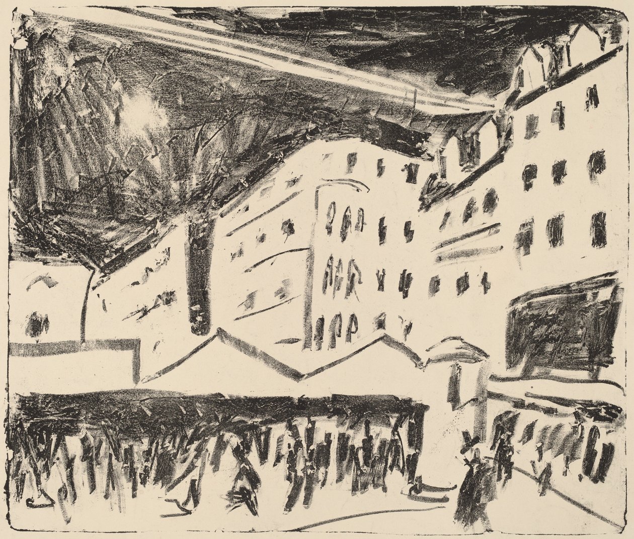 Gammelt marked i Dresden med årlig messe, 1910. af Ernst Ludwig Kirchner
