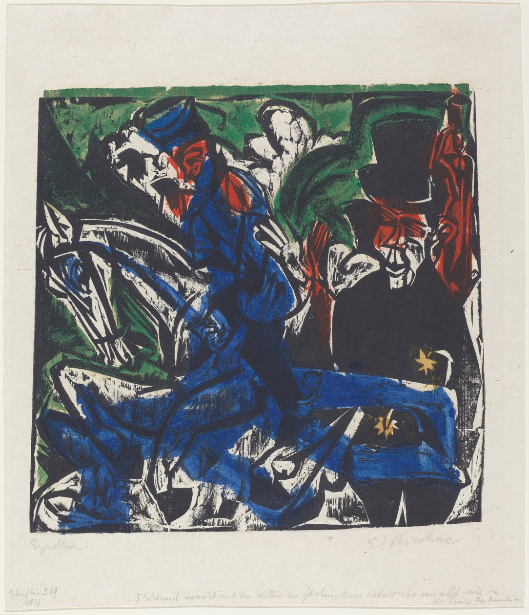 Peter Schlemihls forunderlige historie: Schlemihls møde med de grå..., 1915. af Ernst Ludwig Kirchner