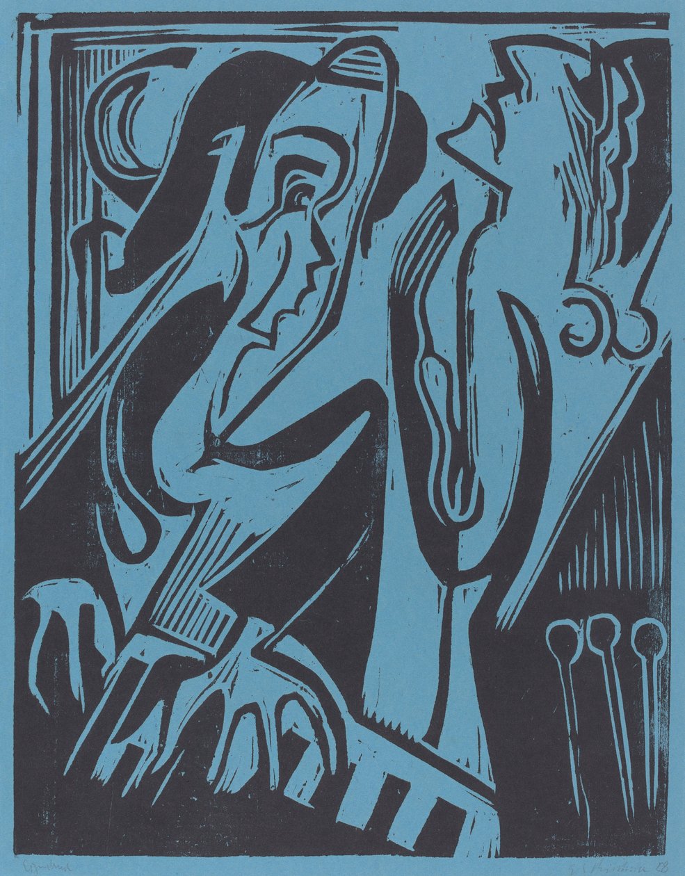 Pianist og sanger, 1928. af Ernst Ludwig Kirchner