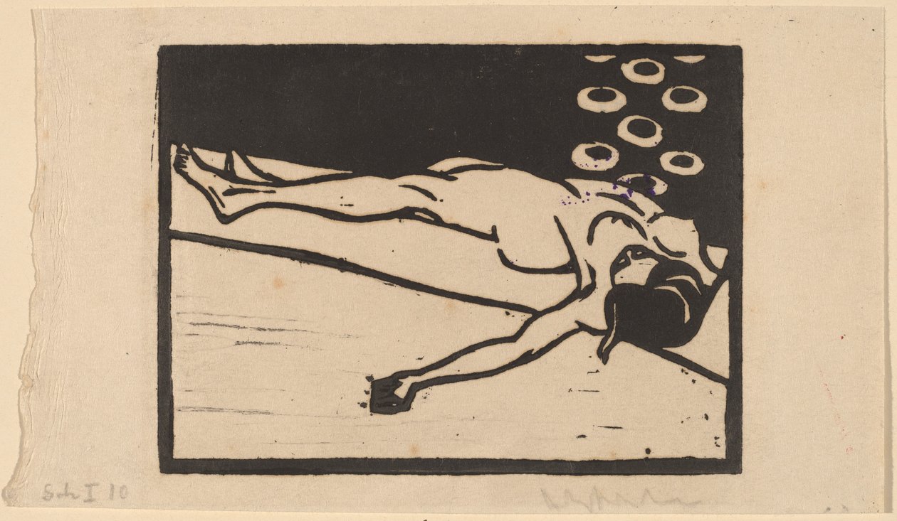 Liggende nøgen, 1905. af Ernst Ludwig Kirchner