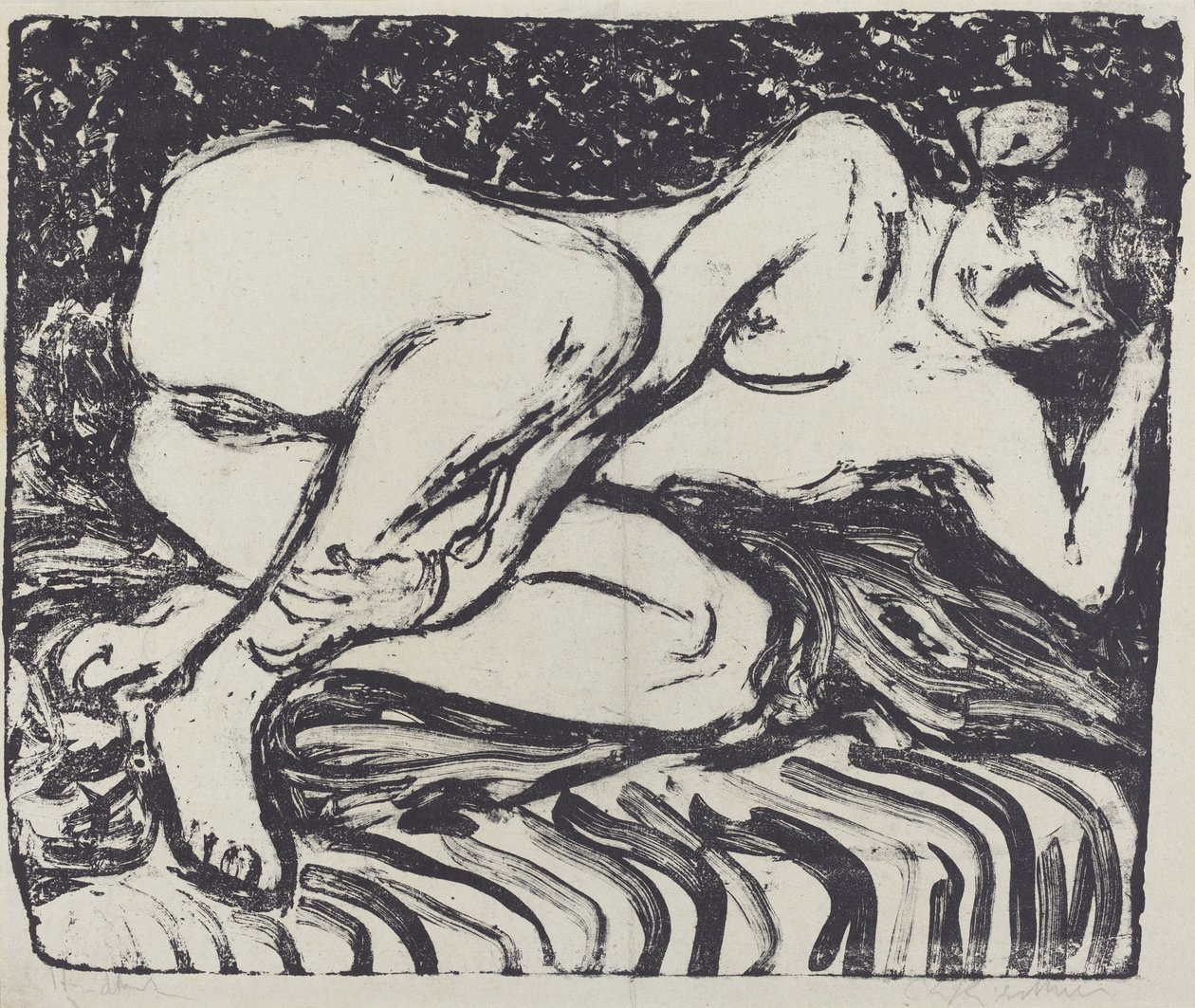 Liggende nøgen, 1907. af Ernst Ludwig Kirchner
