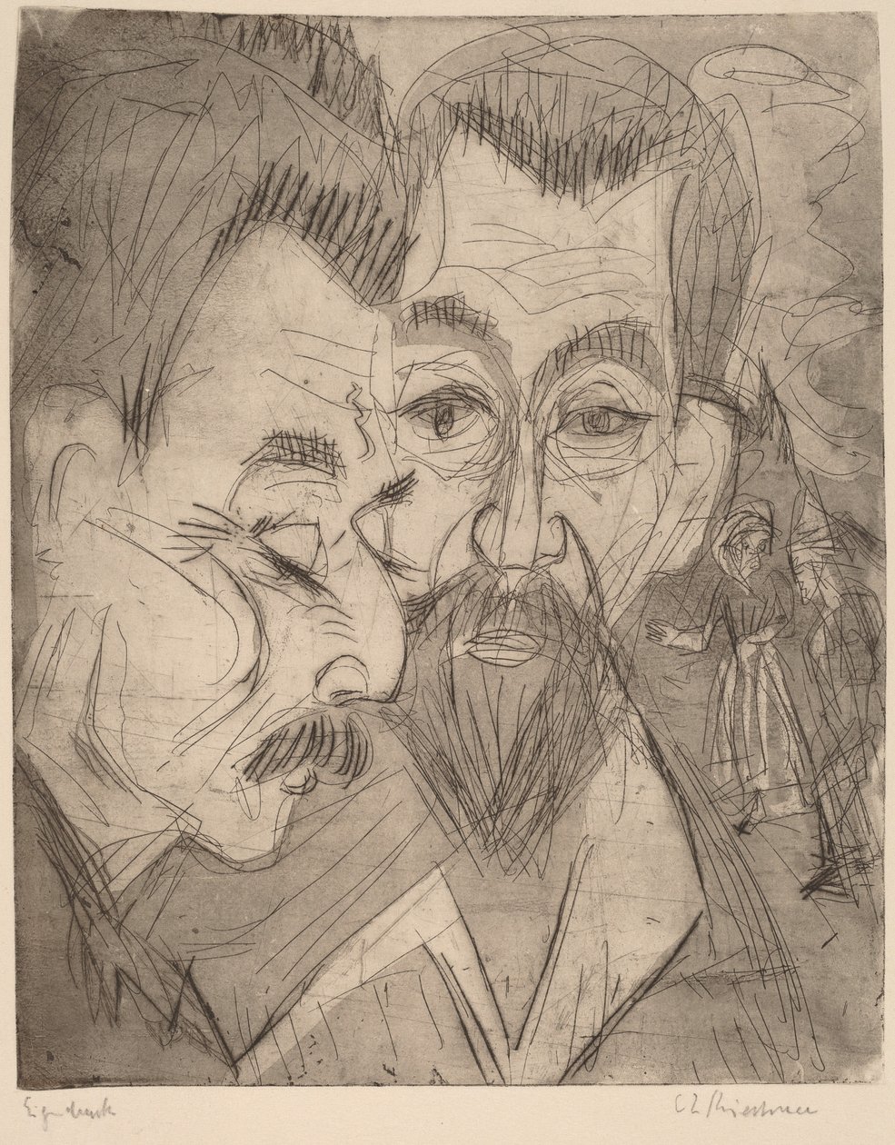 To bondehoveder, 1920. af Ernst Ludwig Kirchner