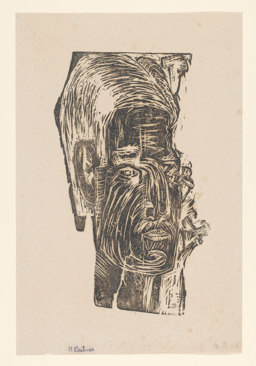 Portræt af en ukendt mand af Ernst Ludwig Kirchner (signed by artist)