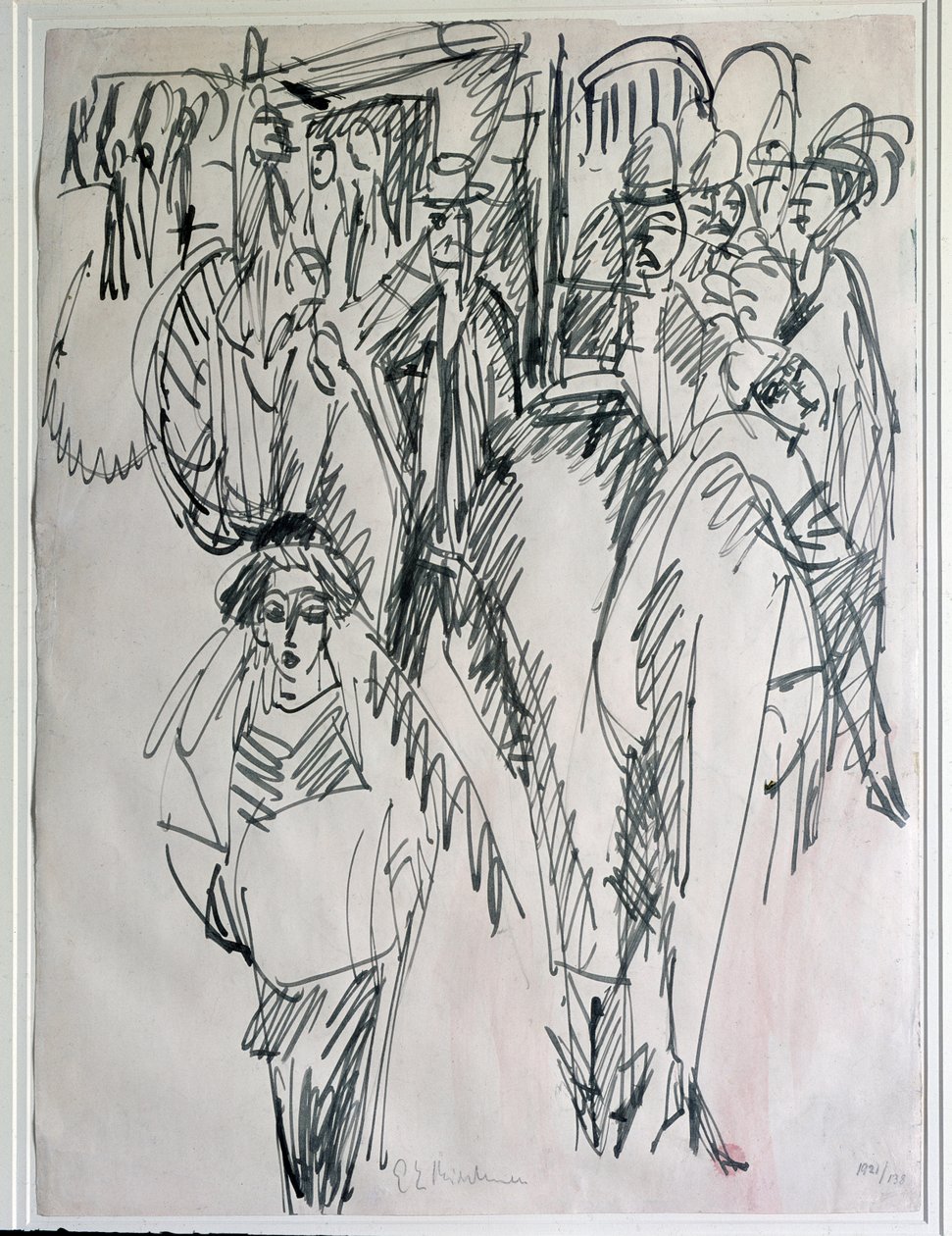 En gade i Berlin, Tyskland (Tegning af Ernst Ludwig Kirchner