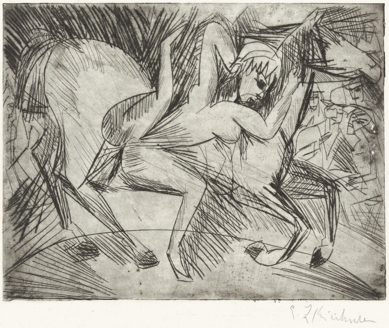 Akrobat på en hest (Voltigeuse på hesteryg) af Ernst Ludwig Kirchner