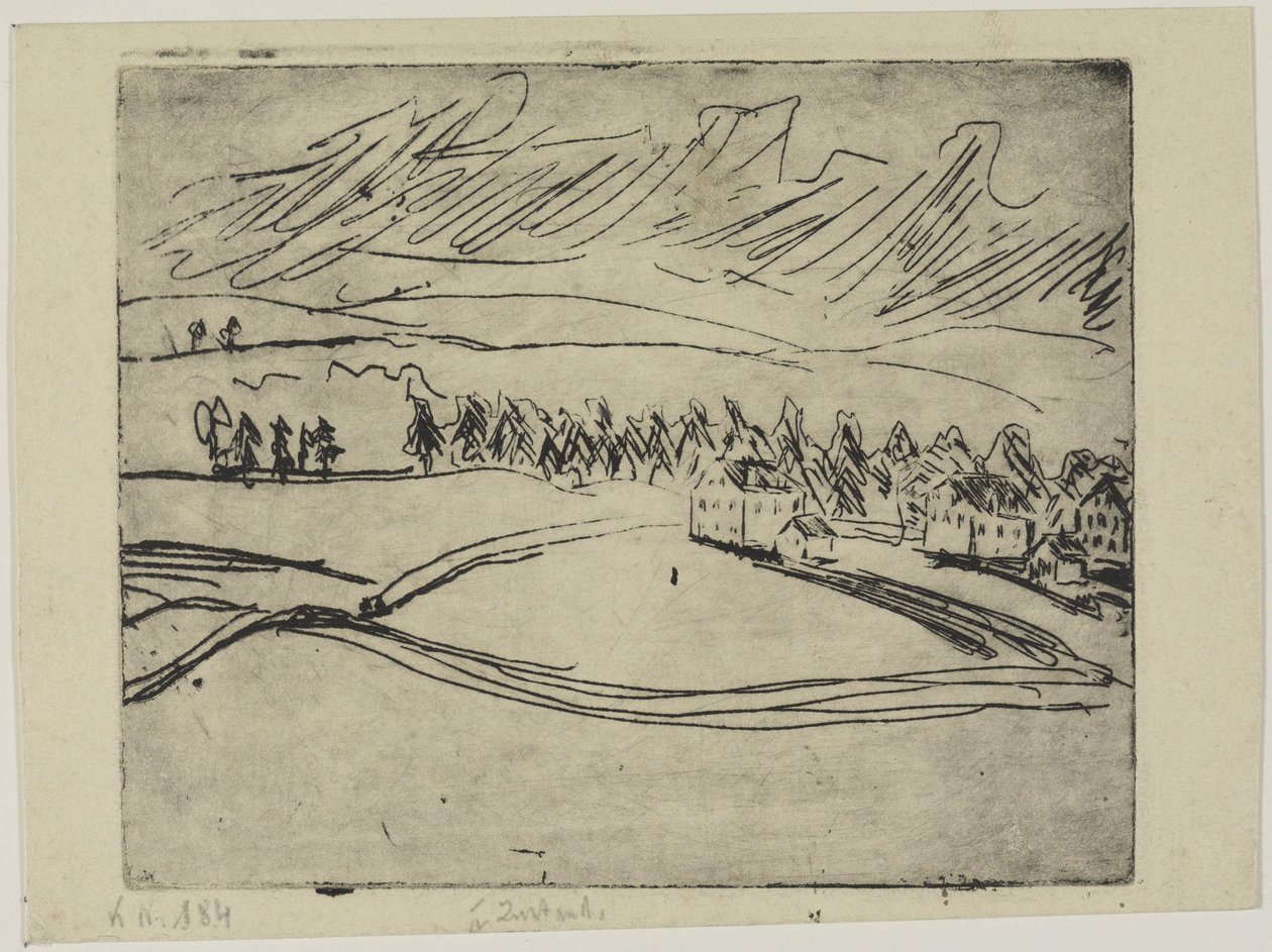 Marker og huse i Erzgebirge af Ernst Ludwig Kirchner