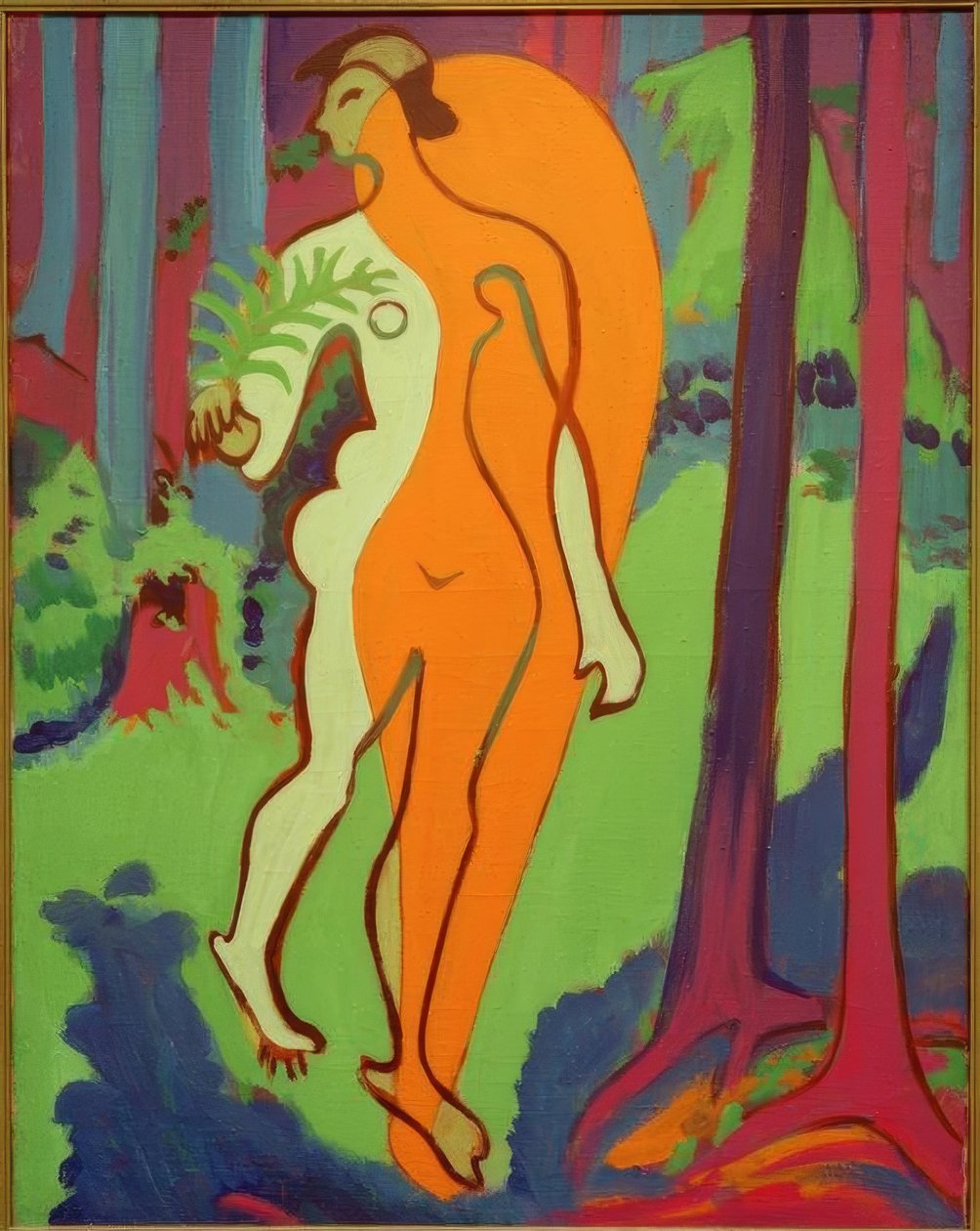 Nøgen i orange og gul af Ernst Ludwig Kirchner