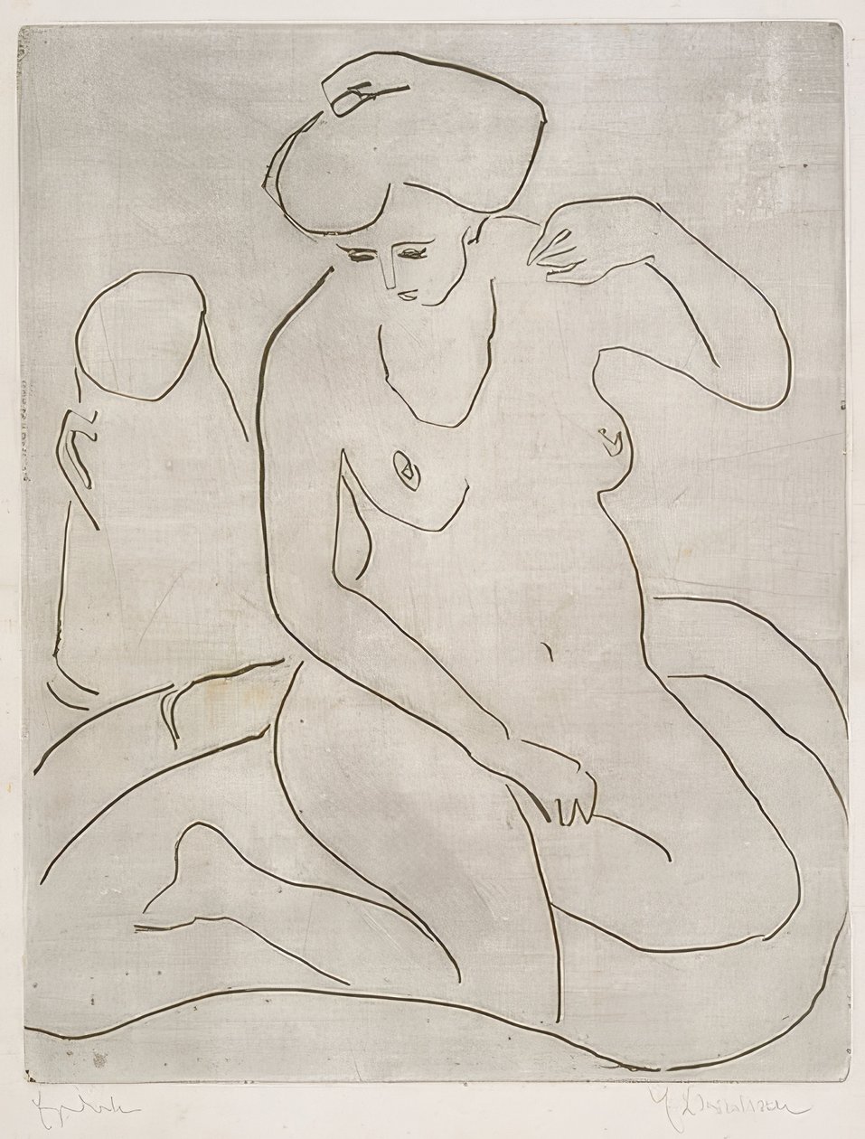 Nøgen i badekar med halskæde. 1909 af Ernst Ludwig Kirchner