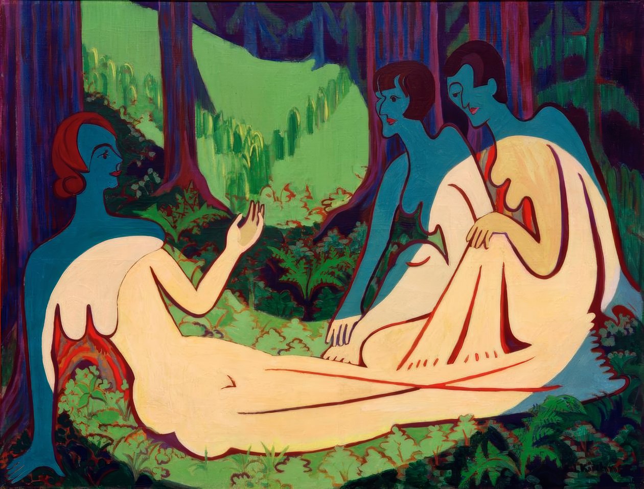 Nøgenbilleder i skoven (stor version) af Ernst Ludwig Kirchner