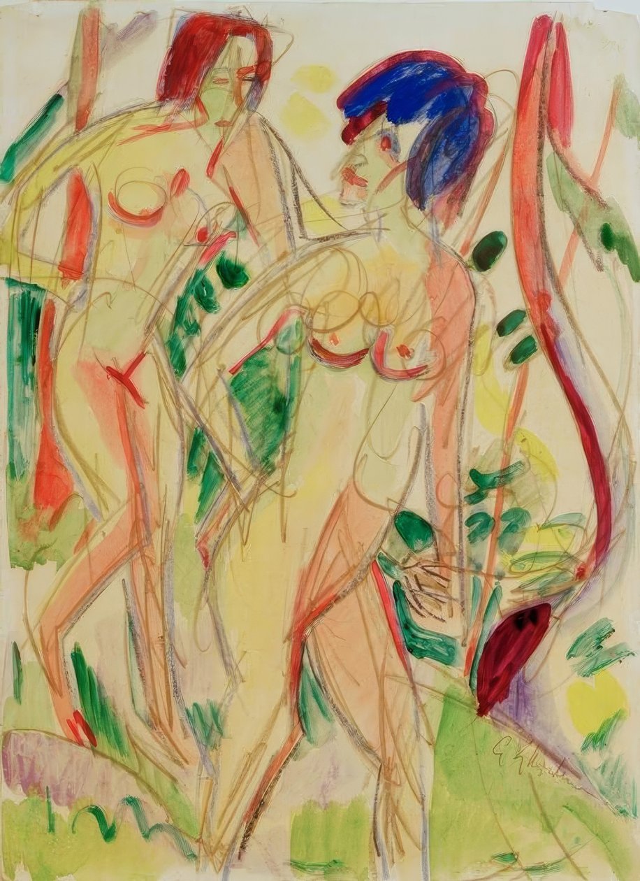 Nøgenbilleder i skoven, blå af Ernst Ludwig Kirchner
