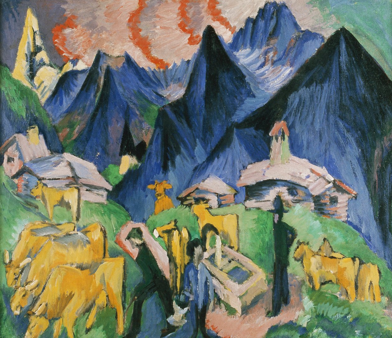 Alpeliv, triptykon; Alpeliv, triptykon, 1918 af Ernst Ludwig Kirchner
