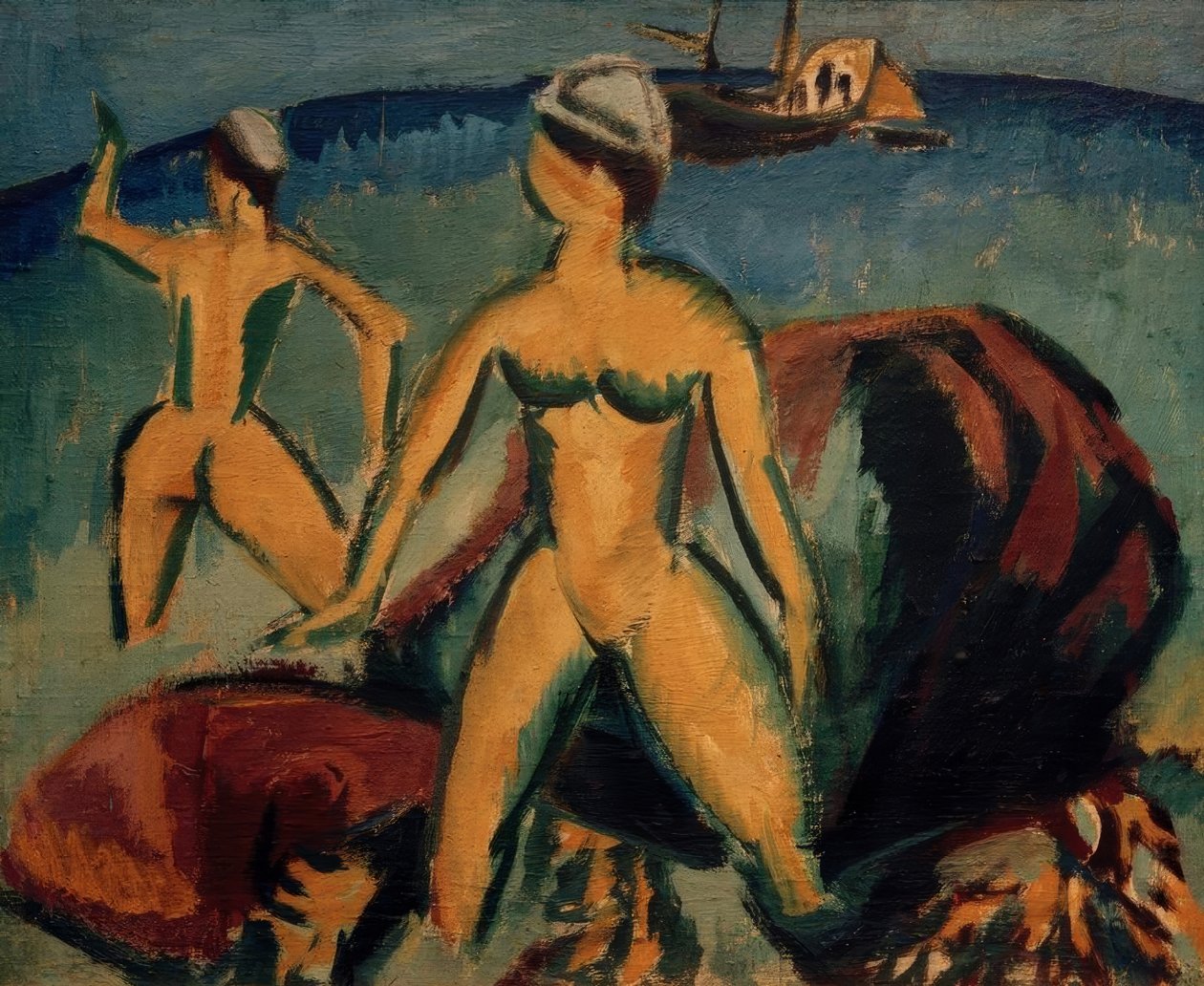 Badende (Fehmarn) af Ernst Ludwig Kirchner