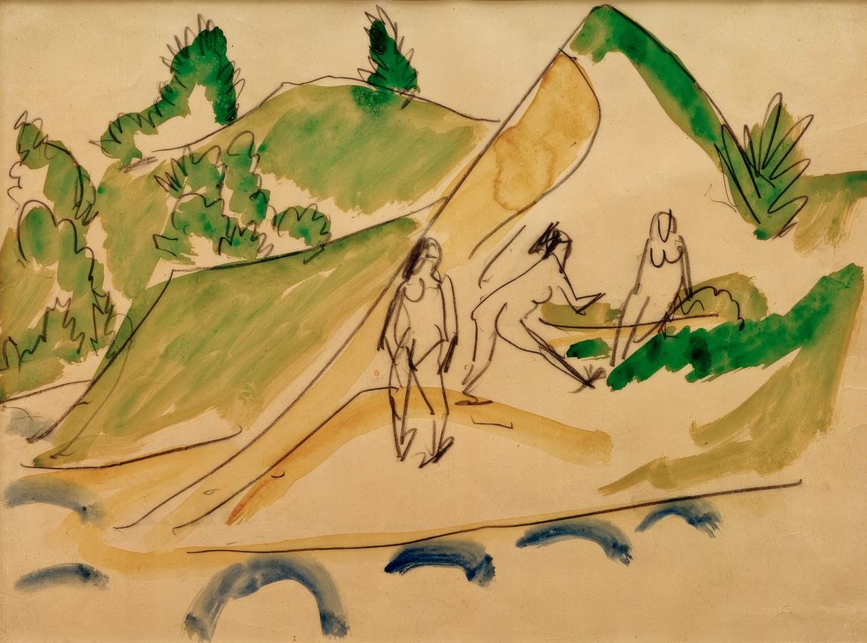Badende ved Moritzburg-søen af Ernst Ludwig Kirchner