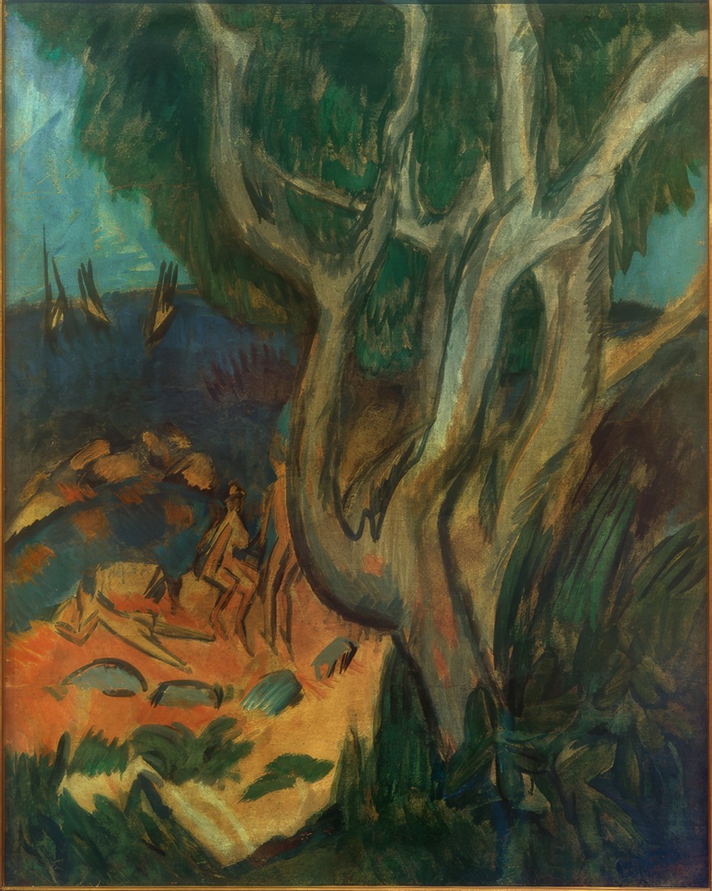 Badende på stranden i Femern af Ernst Ludwig Kirchner