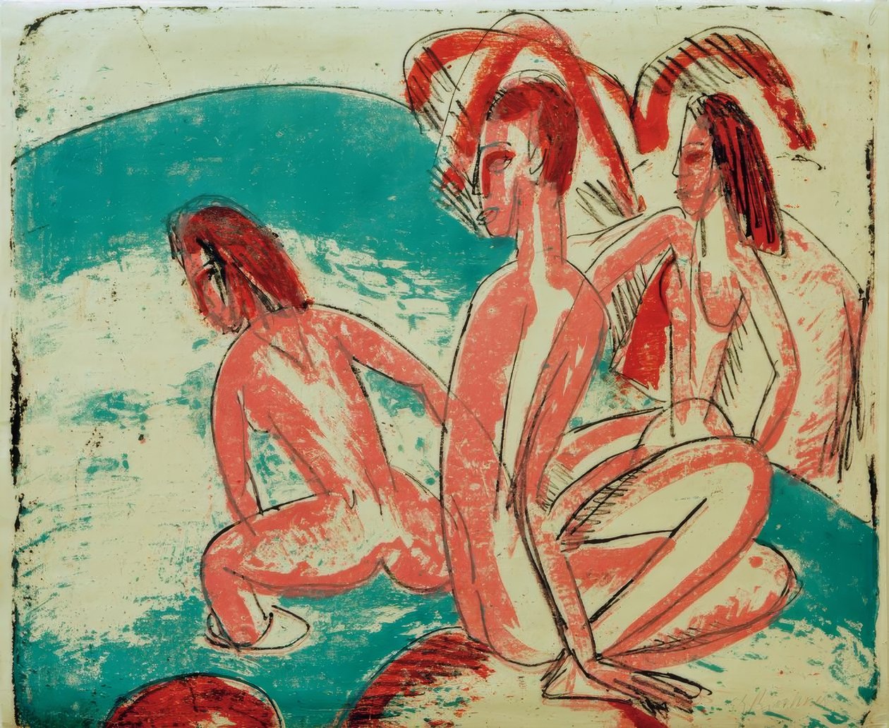 Badende på sten af Ernst Ludwig Kirchner