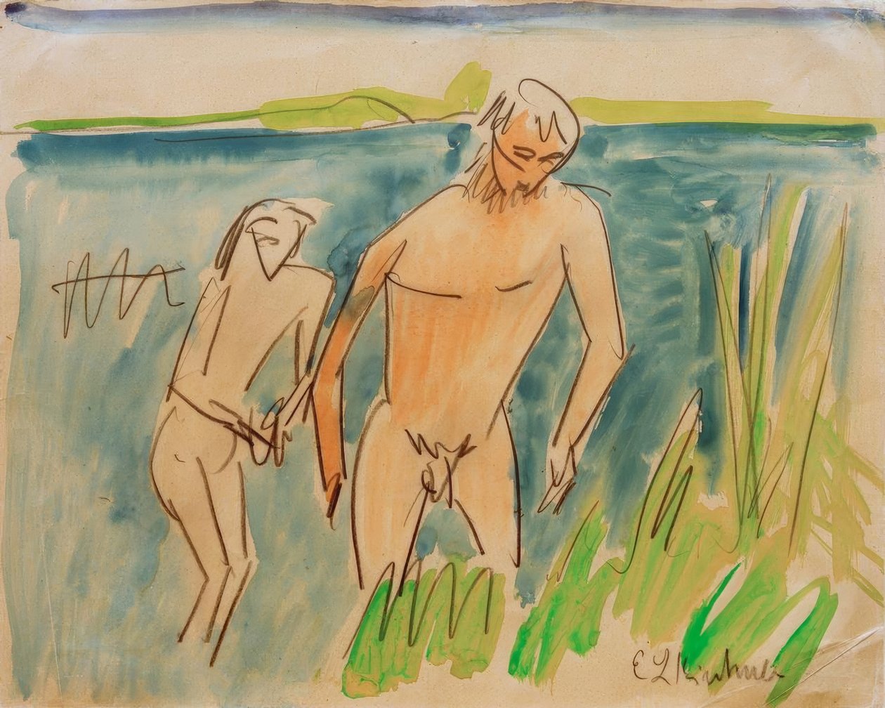 Badende i Moritzburg af Ernst Ludwig Kirchner