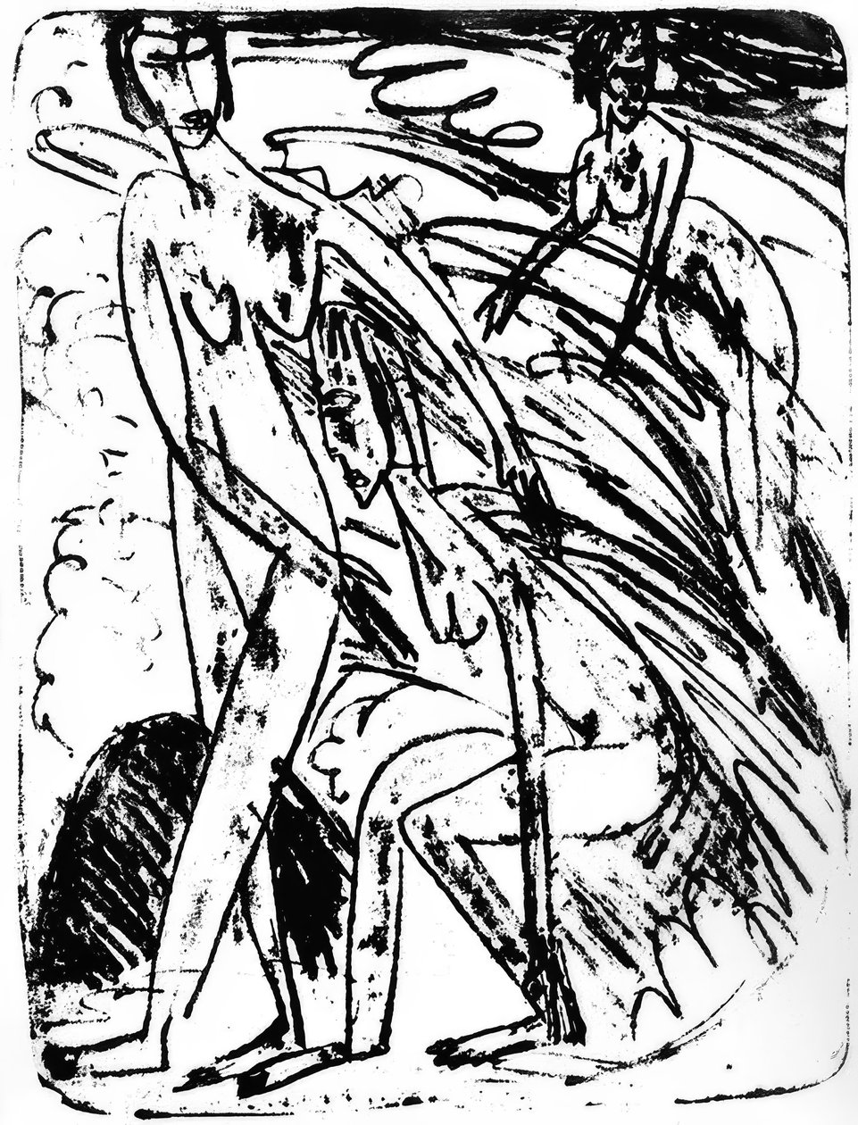 Badende i bølger af Ernst Ludwig Kirchner