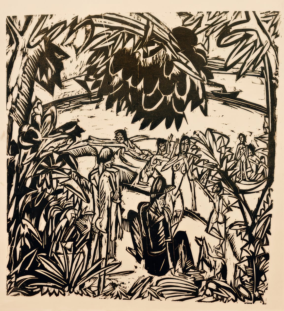 Badescene under grene af Ernst Ludwig Kirchner