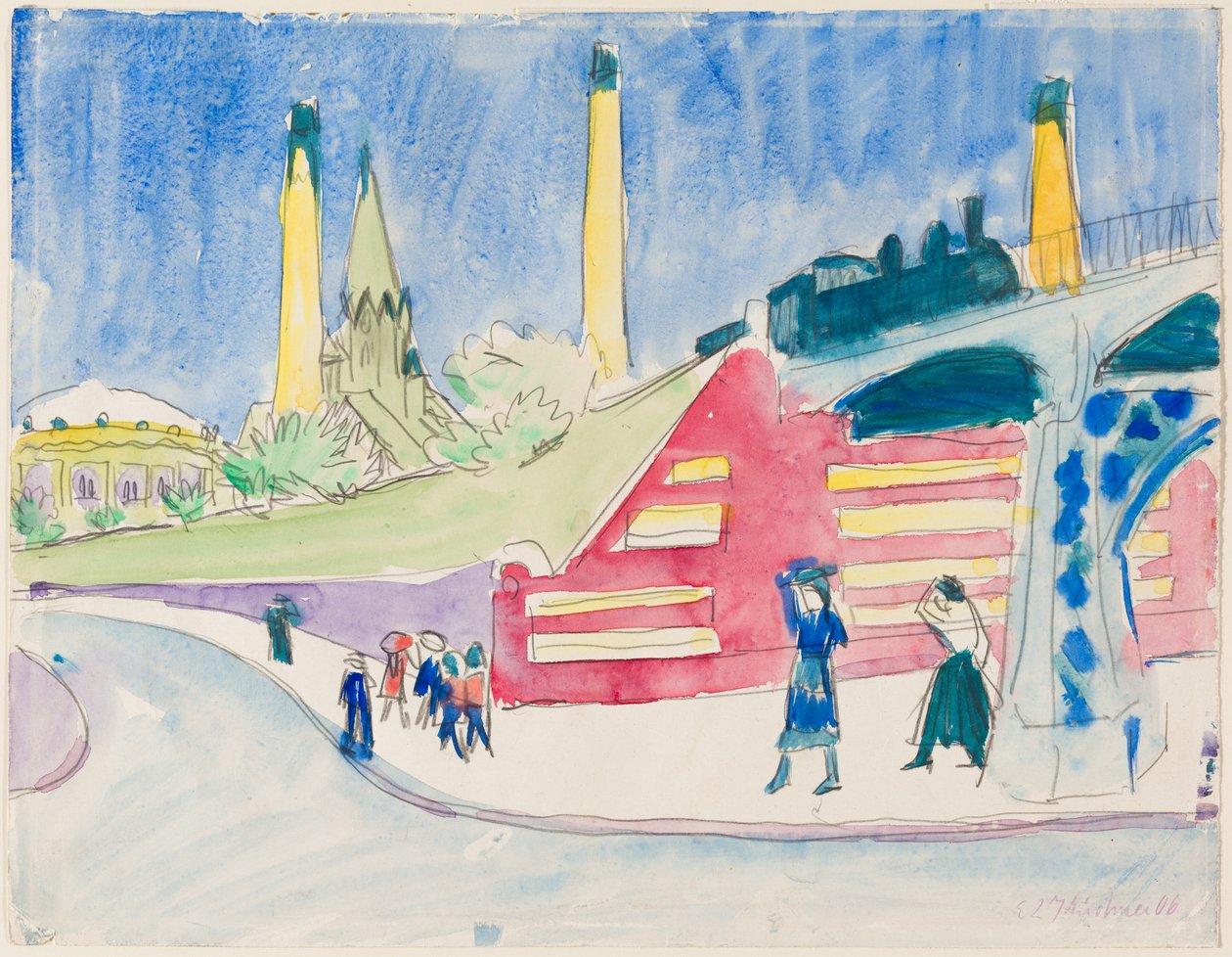 Jernbanedæmning af Ernst Ludwig Kirchner